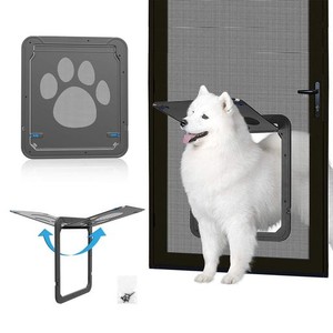 NAMSAN ペットドア 出入り口 31 X 36 CM 犬用網戸用引き戸 磁気自動閉鎖 犬猫用ドア、ロック可能 網戸 ドア 猫