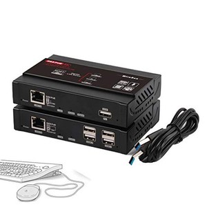 TREASLIN 140M HDMI KVM エクステンダー 延長機器 HDMI TO LAN HDCP 4K 1080P 対応 ディスプレイ CAT5E CAT6 CAT6E LANケーブル KVM USB 