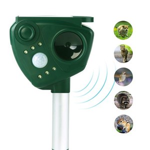 猫よけ 動物撃退器 FAYINWBO 害獣撃退 超音式 ソーラー充電&USB充電式 リチウム電池 IP44防水 アニマルバリア 害獣対策 鳥害対策 猫犬退