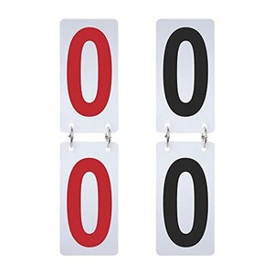 GOGO 2セットプラスチックナンバーカード 0-9両面 スコアボード 得点カード 野球 テニス用 - レッド/ブラック