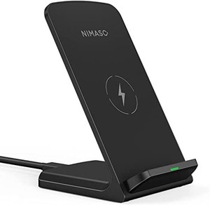 ワイヤレス 充電器 IPHONE/ANDROID等 QI機種対応 充電スタンド 置くだけ充電 QI認証 QC 2.0/3.0 対応 15W 急速 充電 黒 NIMASO NCH21L420