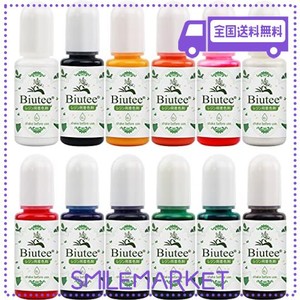 BIUTEE レンジ用着色剤 10ML 12本入り 二液性レジン液 透明感 エポキシ樹脂 スティック付き 基本12色 よく発色 手芸 天然素材 レジン液 