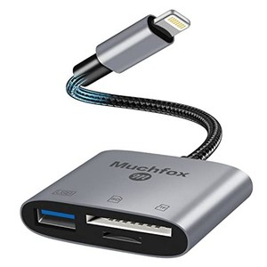 [2023 MFI正規認証品] MUCHFOX IPHONE SD カードリーダー 3 IN 1 LIGHTNING USB 3.0 OTGカメラアダプタ SD/MICRO SDカードリーダー接続 