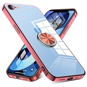 IPHONE SE ケース [第2世代]/IPHONE 7 ケース/IPHONE 8 ケース リング付き クリア 耐衝撃 スタンド機能 透明 TPU 車載ホルダー対応 落下