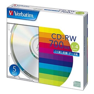 VERBATIM バーベイタム くり返し記録用 CD-RW 700MB 5枚 シルバーディスク 1-4倍速 SW80QU5V1