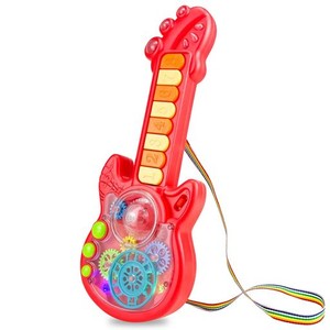 YNYBUSI ギター おもちゃ 子供 ピアノ 光る 楽器おもちゃ 音楽おもちゃ 初めてのギター プラスチック製 子供おもちゃ ミニギター キッズ 