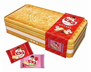 江崎グリコ 【ビスコ ギフトボックス】 36枚(18枚×2味)ミルク味 いちご味 お菓子缶 プレゼント プチギフト クッキー缶 ビタミンB1・B2・