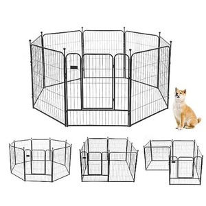 PETTOM 犬 サークル ペットフェンス 中大型犬用 スチール製 コンパクト 8枚組 高さ80CM 高さ100CM 室内外兼用 折り畳み式 組立簡単 軽量 