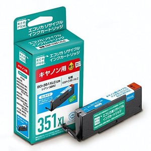 エコリカ キヤノン BCI-351XLC対応リサイクルインク シアン ESP-C351XLC (ECI-C351XLC) 残量表示対応