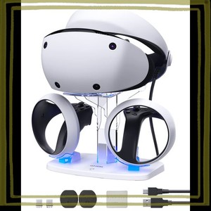 PSVR2 充電スタンド PLAY*STATION VR2 SENSEコントローラー対応 PS VR2充電ドック VRヘッドセットホルダー付き 取り外し可能 LEDインジケ