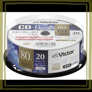 ビクター VICTOR 音楽用 CD-R 80分 20枚 カラーMIXプリンタブル AR80FPX20SJ1