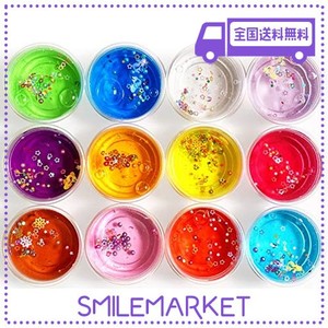 TECBILLION スライム 12個 セット 水晶スライム？星形デコパーツ入り SLIME DIYねんど おもちゃ 抜き型 ヘラ ストロー付き お誕生日 お祭