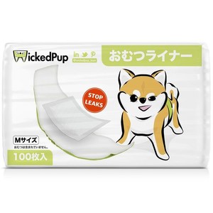 WICKEDPUP 犬用おむつライナー、100枚入 | 男の子のマナーベルトパッド | 女の子の生理用ナプキン | ペット用おしっこ吸収シート、Mサイ