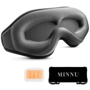 MINNU アイマスク 睡眠用 3D立体型 目隠し 安眠 遮光率99.99% 通気性 圧迫感なし 柔らかい シルク質感 低反発素材 サイズ調整可能 軽量 