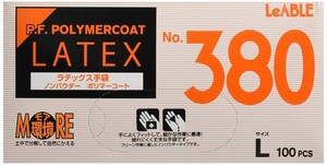 リーブル ラテックス手袋 ノンパウダー ポリマーコート エンボスタイプ NO.380 Lサイズ (100枚入)