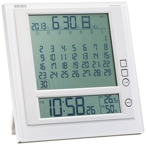 セイコークロック(SEIKO CLOCK) 掛け時計 置時計 兼用 マンスリーカレンダー機能 六曜表示 デジタル 電波 目覚まし時計 SQ422W SEIKO
