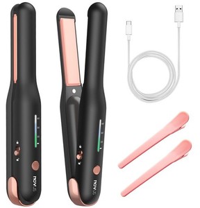 ヘアアイロン コテ ストレートアイロン コードレスヘアアイロン ミニ ヘアアイロン USB充電式 ワイヤレス 3段階温度設定可能 2WAYストレ