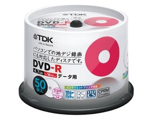 TDK CPRM対応 データ用DVD-R 4.7GB 1-16倍速対応 ホワイトワイドプリンタブル 50枚スピンドル DR47DPWC50PS