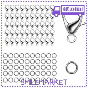 【BEAUTY PLAYER】カニカン パーツ12MM50個 丸カン5MM100個 メガネチェーン マスクチェーン グラスチェーン ネックレス ブレスレット ア