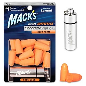 MACK’S 猟銃用 耳栓 AMMO 7ペア 容器付 オレンジ 30DB ITEM # 4794