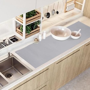 SUPER KITCHEN 大判 シリコンマット 125×40CM キッチン調理台保護マット カット可能 調理台保護シート 滑り止め キッチン耐熱マット 傷