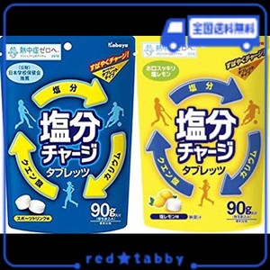 【カバヤ 塩分チャージタブレッツ 2種セット 】塩レモン味＆スポーツドリンク味 90G×3袋ずつ（計6袋）