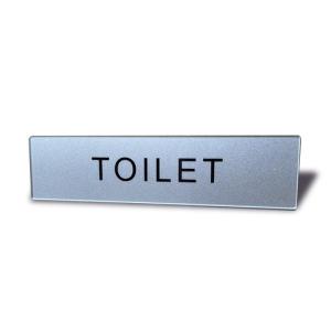 SEAGRON トイレ マーク TOILET サインプレート おしゃれ 両面テープ付き シルバー色 2MMアクリル製 14×3.5CM (1枚入り)
