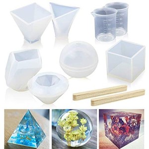シリコンモールド レジン型 UVレジン型ピラミッド型、正方形型、ダイヤモンド型、三角錐型、石型、メートルガラス、木製スティック、 DIY