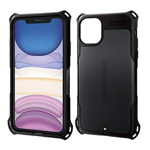 エレコム IPHONE 11 ケース ZEROSHOCK 耐衝撃 [落下時の衝撃から本体を衝撃吸収構造 (衝撃吸収フィルム付)] ストラップホール付き ブラッ