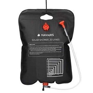 NAVARIS ポータブルシャワー 簡易シャワー 容量20L - ソーラー 温水 携帯式 水タンク キャンプ - サーフィン 海水浴 アウトドア 洗車 災