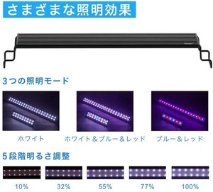 HYGGER 水槽ライト アクアリウム LED 熱帯魚ライト 24/39LED 30CM 45CM 60CM 3つの照明モード 明るさ調整 タイマー付き 観賞魚飼育 水草