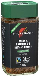 マウントハーゲン オーガニック フェアトレード カフェインレスインスタントコーヒー100G 自然なカフェイン除去プロセスで香りそのままカ