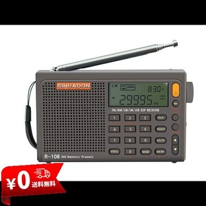 RADIWOWで作る SIHUADON R108 小型短波ラジオ BCLラジオ ポータブル 高感度受信 FM/AM/LW/SW/エアバンド ワイドFM対応 航空無線 USB TYPE