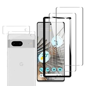 GOOGLE PIXEL 7 フィルム 指紋認証 ガイド枠付き【2+2枚セット-日本旭硝子素材】対応 GOOGLE PIXEL7 ガラスフィルム (2枚) + レンズ保護