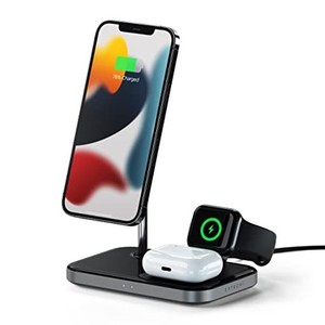 SATECHI 3-IN-1 マグネット ワイヤレス 充電スタンド (電源は別売り) (IPHONE 14/13/12, APPLE WATCH ULTRA/8/7/6/5/4/3/2/1, AIRPODS PR