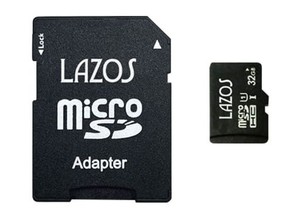マイクロSD 32GB MICROSD マイクロSDHC 記録 デジカメに ビデオに スマホに ドラレコ メモリカード ラソス LAZOS MICROSDHCカード 32GB C