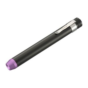 オーム(OHM) 電機 LED UVブラックライト ペン型 375NM レジン硬化 ペット尿検出 単4形乾電池2本 クリップ付き 懐中電灯 黒 LHA-UV375/1-K