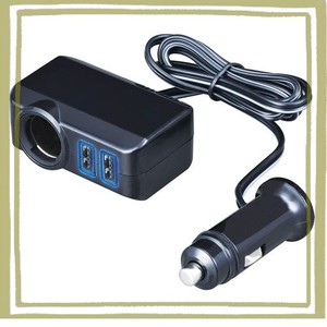セイワ(SEIWA) 車内用品 シガーソケット増設分配器 ソケット1連+USB2ポート コードタイプ ブラック DC12V専用 F311 コード1M USB出力 4.8