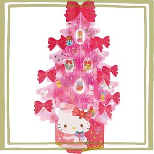 サンリオ クリスマスカード メッセージカード ハローキティ透明素材ピンクツリー グリーティングカード 海外輸送可 JX 62-3 SANRIO 52478
