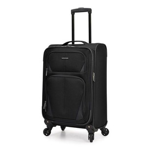 U.S. TRAVELER AVIRON BAY 拡張式 ソフトサイド スーツケース スピナーホイール付き, ブラック, CARRY-ON 22-INCH, AVIRON BAY 拡張可能