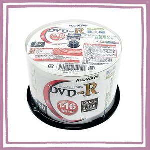 ALL-WAYS DVD-R 4.7GB 1-16倍速対応 CPRM対応50枚 デジタル放送録画対応・スピンドルケース入り・インクジェットプリンタでのワイド印刷