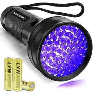 VANSKY ブラックライト UV 懐中電灯、51 LED ブラックライト ペット尿探知機 犬/猫の尿、乾燥した汚れ、トコジラミ (電池が含まれていま