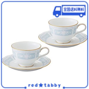 NORITAKE ノリタケ カップ & ソーサー ( ペアセット ) ( コーヒー ティー 兼用) 220CC レースウッドゴールド 2客 ブルー ファインポーセ