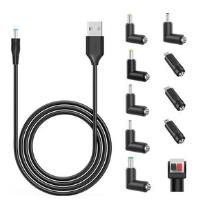 POPOLIER USB DC ケーブル 1.5M 変換プラグ付き 11 IN 1 DC充電コード 5.5X2.1MM USB DC 変換 ケーブル DC ジャック DC プラグ 5.5MM カ