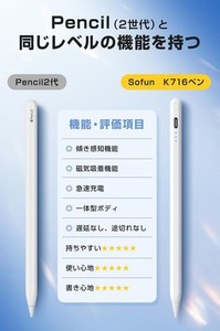 タッチペン 【IPAD多機種対応】 IPAD ペン タブレット ペン 高感度 極細 磁気吸着機能対応 USB-C充電式 スタイラスペン IPAD対応 軽量（