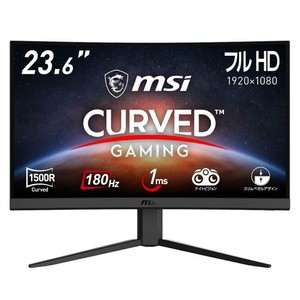 【AMAZON.CO.JP限定】MSI 湾曲ゲーミングモニター 180HZ 23.6インチ VA湾曲パネル フルHD/1MS/FREESYNC/HDMI/DP G24C4 E2