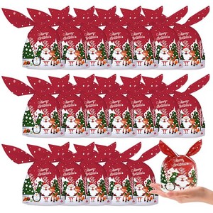 COOLLOODA クリスマス ギフトバッグ プレゼント ラッピング袋 うさぎ耳 お菓子袋 (50個入) 可愛い サンタクロース クリスマスツリー トナ