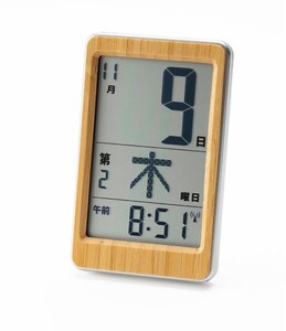 ADESSO(アデッソ) 竹のミニ日めくりカレンダー デジタル HM-003 和室に合う 天然竹 電波時計 見やすい液晶 デスク 置き掛け兼用 電子 認