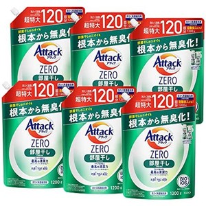 【ケース販売】 アタックＺＥＲＯ 洗濯洗剤 液体 部屋干しのニオイを根本から無臭化 部屋干し 詰め替え1200Ｇ×6個