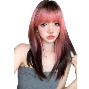 BARSDAR ウィッグ ストレート ミディアム セミロング レディース WIG カツラ 女装 フルウイッグ 自然 黒茶 髪 小顔 可愛い 自然 耐熱 ネ